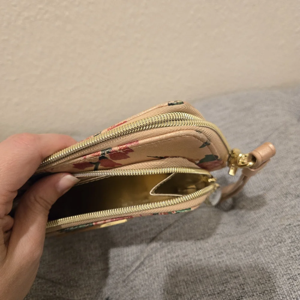 Betsey Johnson Pink Floral Wristlet Clutch